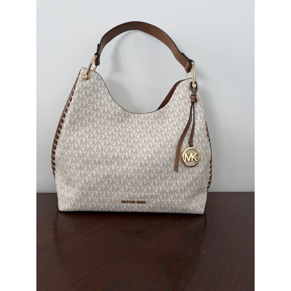 Michael Kors Shoulder Bag Joan Large Slouchy Vanilla Pebbled Leather AUTHENTIC